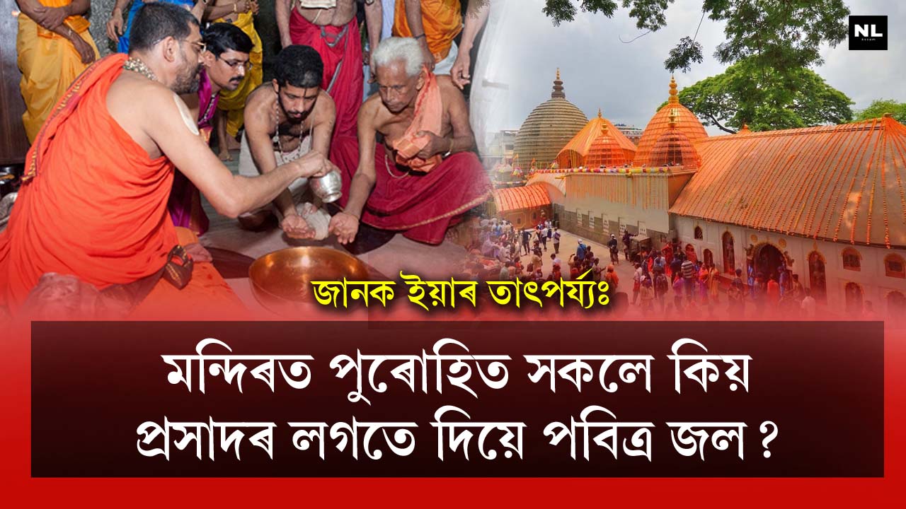 Why do priests give holy water along with offerings in temples?